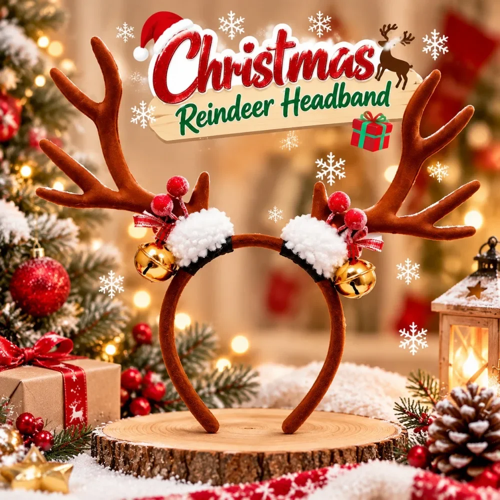 Bando Natal dengan Hiasan Tand - Reindeer Antlers Headband ulasan dan harga