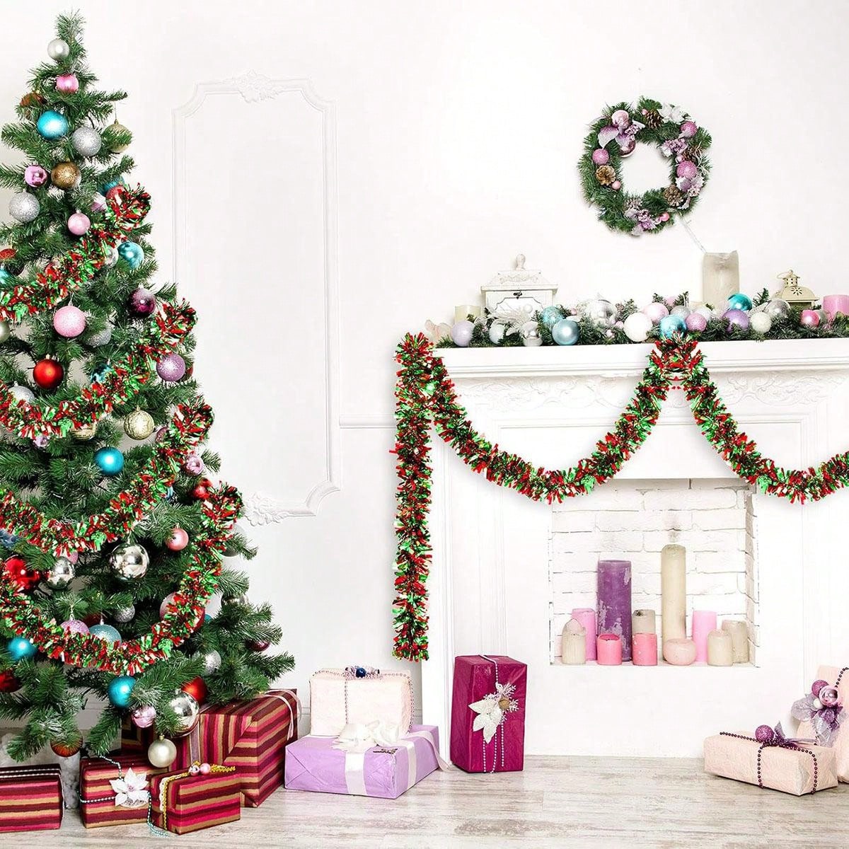 Dekorasi Garland Natal Merah H - Tinsel Garland Decoration ulasan dan harga